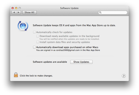 Disable software update
